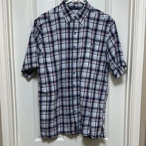Classic Navy Plaid Button-Down Shirt